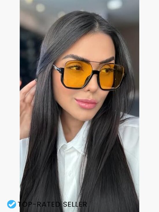 Retro Oversized Aviator Sunglasses Square Double Bridge Pilot 70s Trendy Shades main image 7